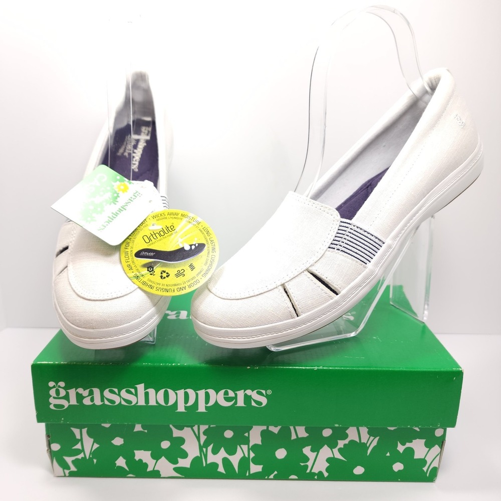 Grasshoppers Women's Janis Fisherman Linen White Casual Sneaker Shoes Size- 8 M